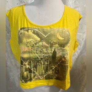 Blush Yellow Scoop Neck Sleeveless Crop Top